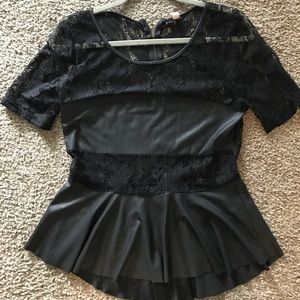 Boutique black & lace peplum top